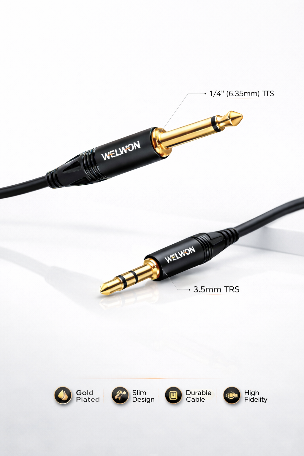 3.5mm EP (Stereo Plug) to 6.35mm Jack Audio Cable