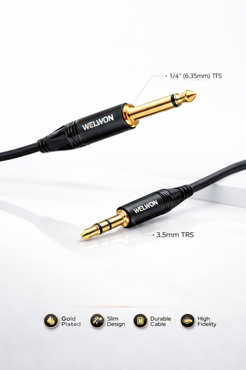 3.5mm EP (Stereo Plug) to 6.35mm Jack Audio Cable